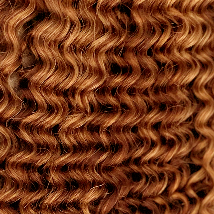 Extensiones de Cortina - Cabello Rizado - 50cm - Rubio Dorado Caoba (30)