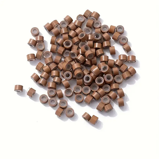 Micro anillas con Silicona para extensiones de cortina color Marrón